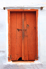 Image showing old wooden closed door in india