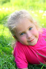 Image showing smiling little girl outdoor portrait