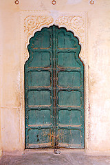 Image showing old wooden closed door in india