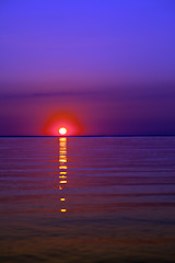 Image showing Beautiful sunset on the lake