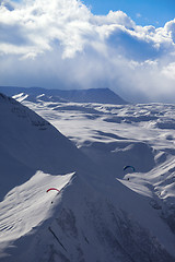 Image showing Sky gliding in snowy mountains