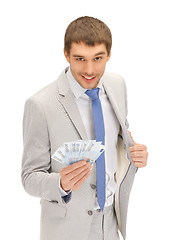 Image showing handsome man with euro cash money