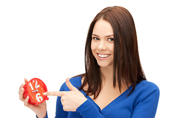 Image showing woman holding alarm clock