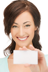 Image showing attractive businesswoman with business card