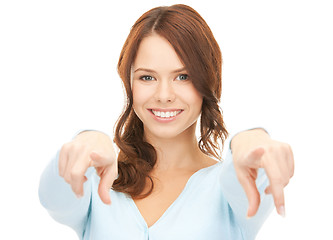 Image showing businesswoman pointing her finger