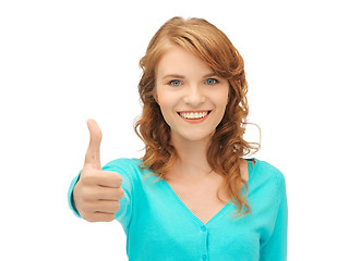 Image showing teenage girl with thumbs up