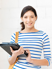 Image showing happy teenage girl with tablet pc computer