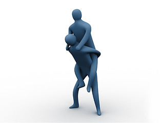 Image showing 3d person lifting another 3d person.