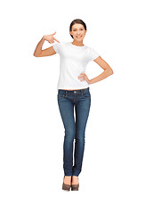 Image showing smiling teenage girl in blank white t-shirt