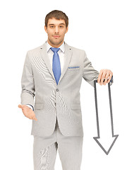 Image showing businessman with direction arrow sign