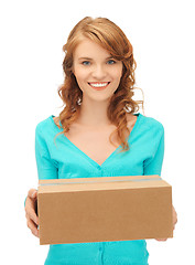 Image showing teenage girl with cardboard box