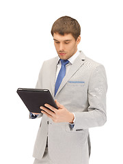 Image showing calm man with tablet pc computer