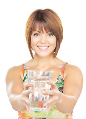 Image showing beautiful woman with glass of water