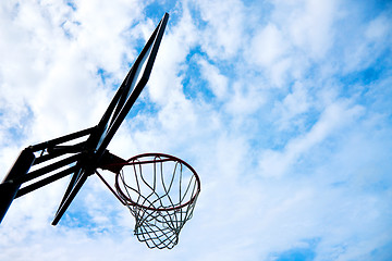 Image showing basketball basket over blue sky