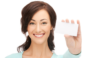 Image showing attractive businesswoman with business card