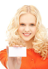 Image showing attractive student with business card