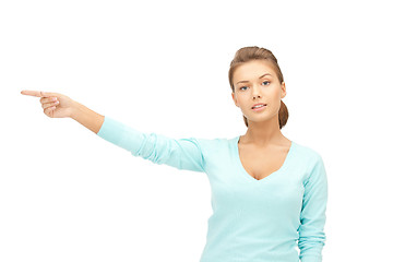 Image showing businesswoman pointing her finger