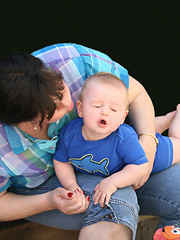 Image showing Mother playing with her baby