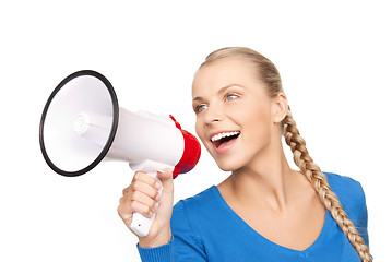 Image showing woman with megaphone