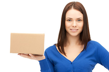 Image showing attractive businesswoman with cardboard box