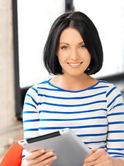 Image showing happy teenage girl with tablet pc computer