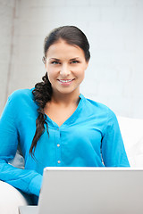 Image showing happy woman with laptop computer