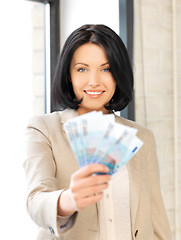 Image showing lovely woman with euro cash money