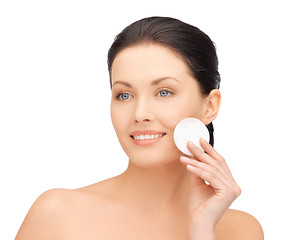 Image showing beautiful woman with cotton pad