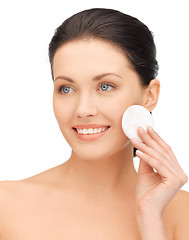 Image showing beautiful woman with cotton pad