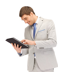 Image showing happy man with tablet pc computer