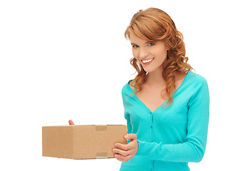 Image showing teenage girl with cardboard box