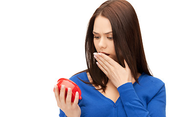 Image showing woman holding alarm clock