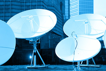 Image showing parabolic satellite dish receivers