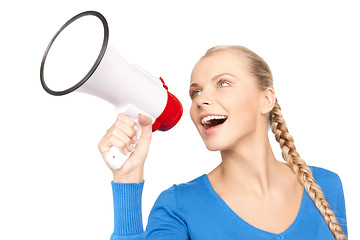 Image showing woman with megaphone