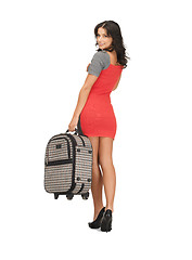 Image showing lovely woman with suitcase