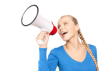 Image showing woman with megaphone