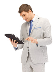 Image showing happy man with tablet pc computer