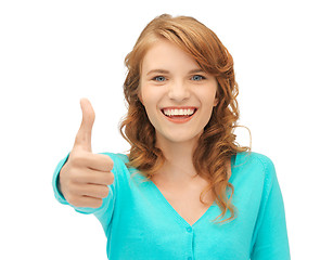 Image showing teenage girl with thumbs up