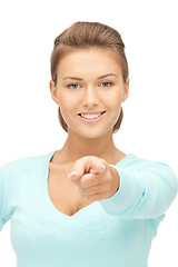 Image showing businesswoman pointing her finger