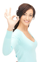 Image showing young woman showing ok sign