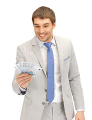 Image showing handsome man with euro cash money