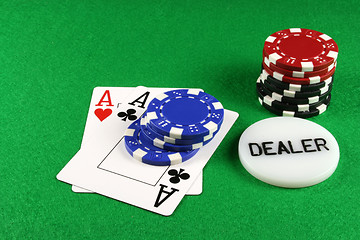 Image showing Poker - A Pair of Aces with Poker Chips 4