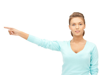 Image showing businesswoman pointing her finger