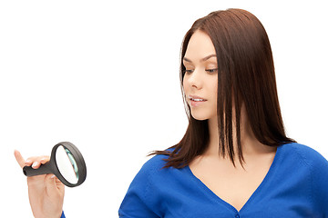 Image showing woman with magnifying glass