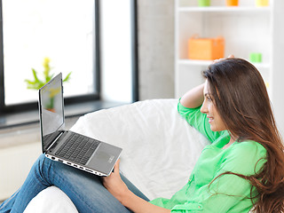 Image showing happy woman with laptop computer