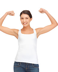 Image showing sporty teenage girl in blank white t-shirt