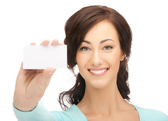 Image showing attractive businesswoman with business card