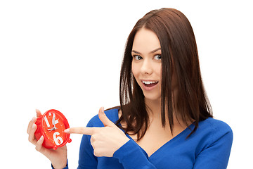 Image showing woman holding alarm clock