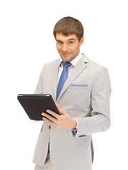 Image showing happy man with tablet pc computer