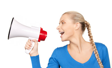 Image showing woman with megaphone